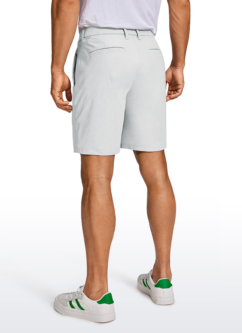 CRZ YOGA Men's Work Classic Fit All-Day Comfort Golf Shorts Pocket 7'' Platinum Grey
