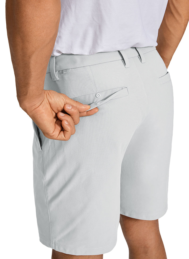 CRZ YOGA Men's Work Classic Fit All-Day Comfort Golf Shorts Pocket 7'' Platinum Grey