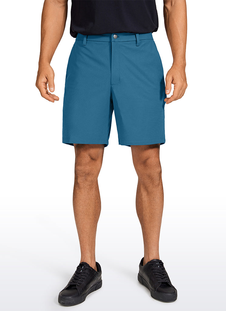 CRZ YOGA Men's Work Classic Fit All-Day Comfort Golf Shorts Pocket 7'' Chambray Blue