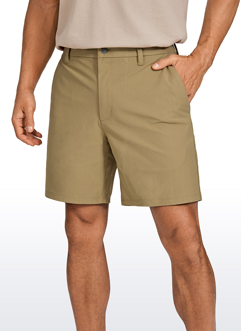 CRZ YOGA Men's Work Classic Fit All-Day Comfort Golf Shorts Pocket 7'' True Navy
