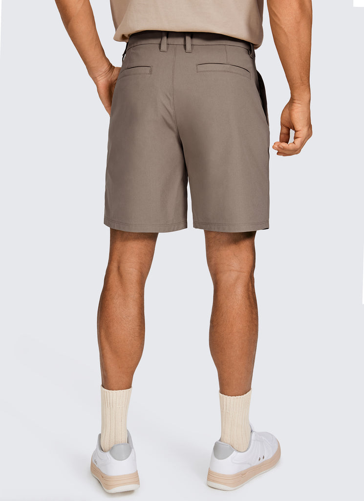CRZ YOGA Men's Work Classic Fit All-Day Comfort Golf Shorts Pocket 7'' Gull Gray