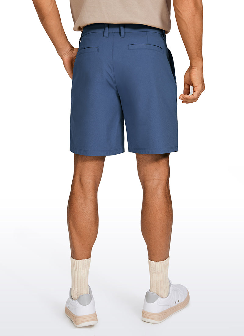 CRZ YOGA Men's Work Classic Fit All-Day Comfort Golf Shorts Pocket 7'' Electric Blue
