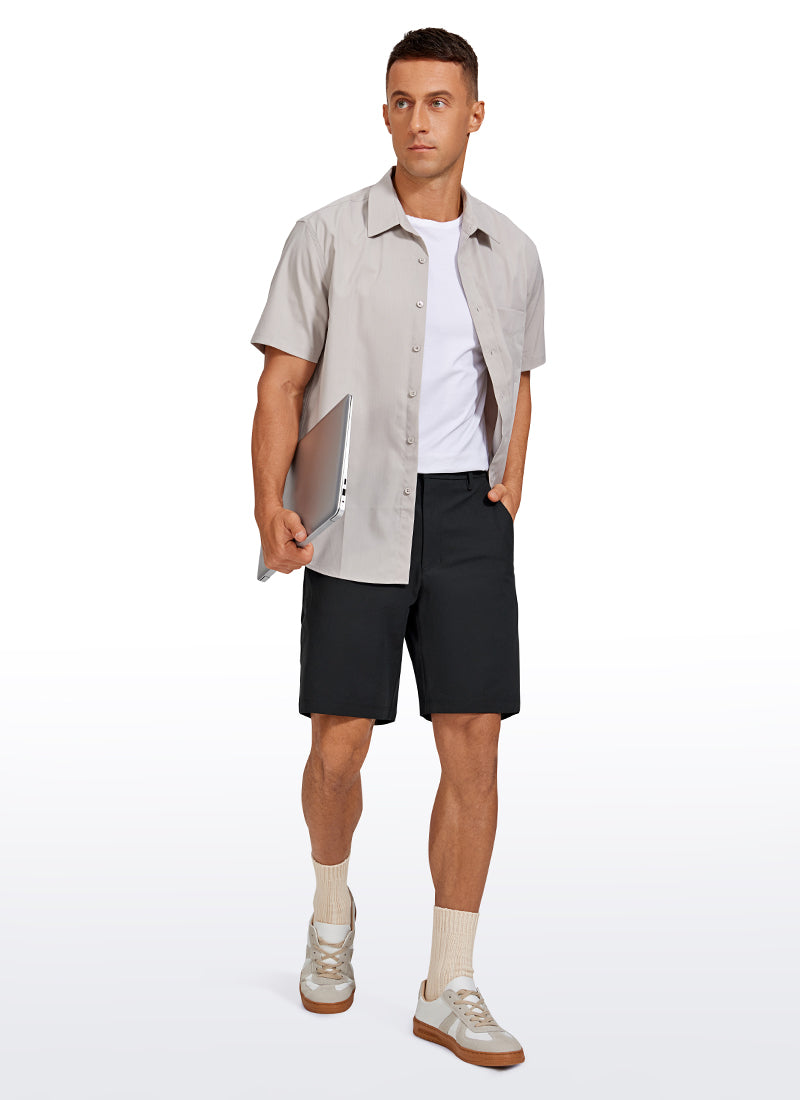 CRZ YOGA Men's Work Classic Fit All-Day Comfort Golf Shorts Pocket 9'' Black