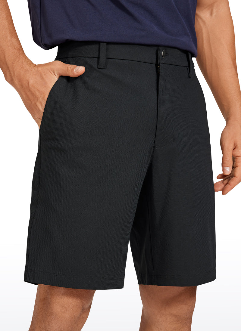 CRZ YOGA Men's Work Classic Fit All-Day Comfort Golf Shorts Pocket 9'' Black