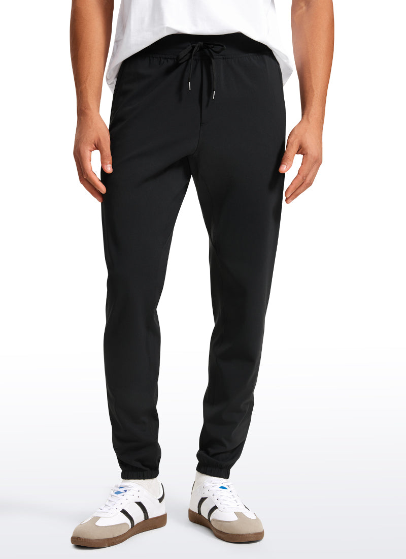 CRZ YOGA Men's Run Slim Fit On the Travel Joggers 30''- Ankle Zipper Black