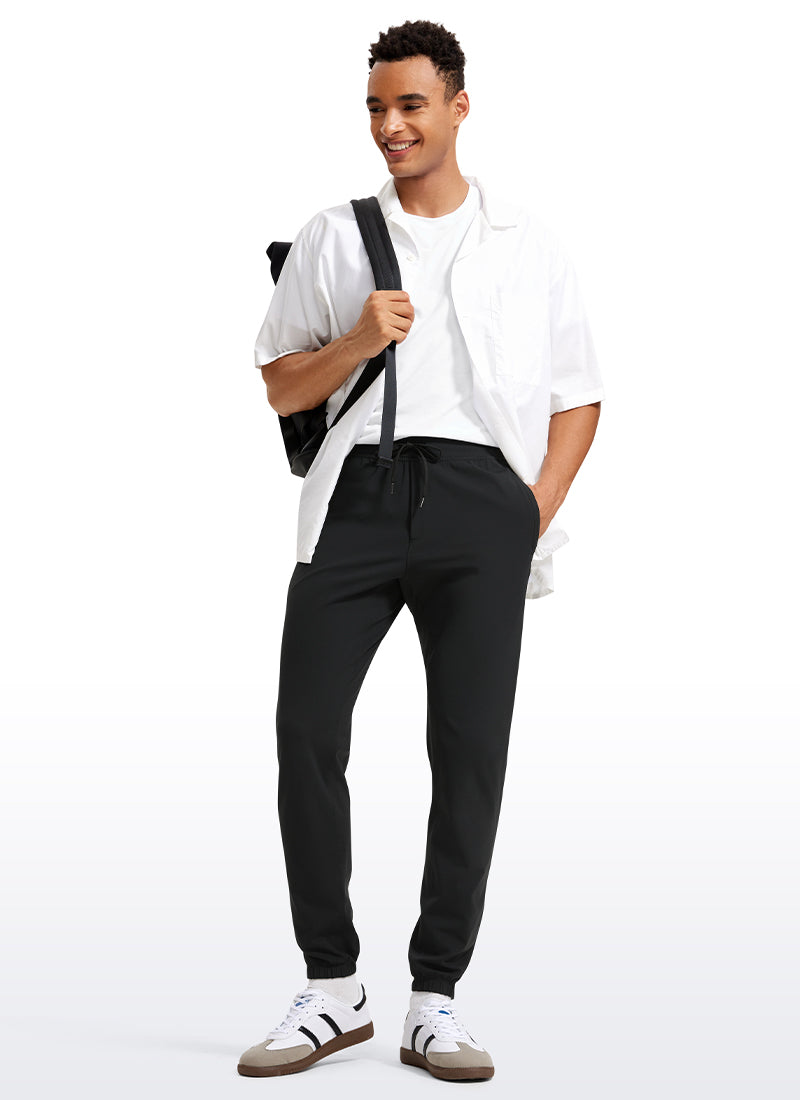 CRZ YOGA Men's Run Slim Fit On the Travel Joggers 30''- Ankle Zipper Black