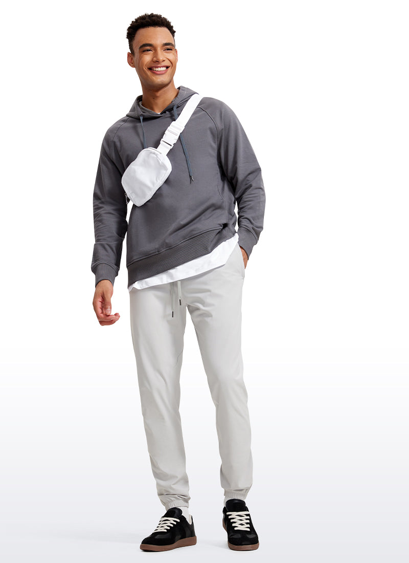 CRZ YOGA Men's Run Slim Fit On the Travel Joggers 30''- Ankle Zipper Platinum Grey