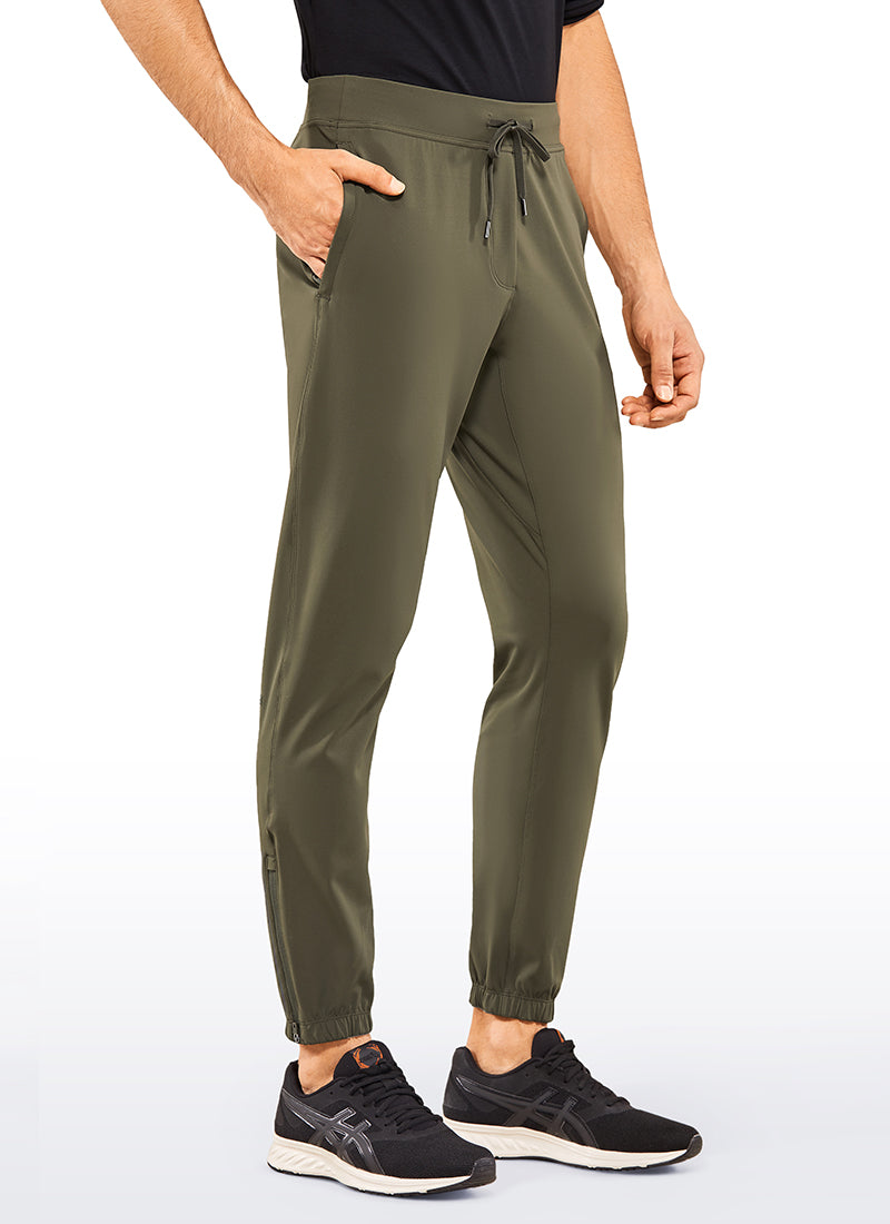 CRZ YOGA Men's Run Slim Fit On the Travel Joggers 30''- Ankle Zipper Dark Olive