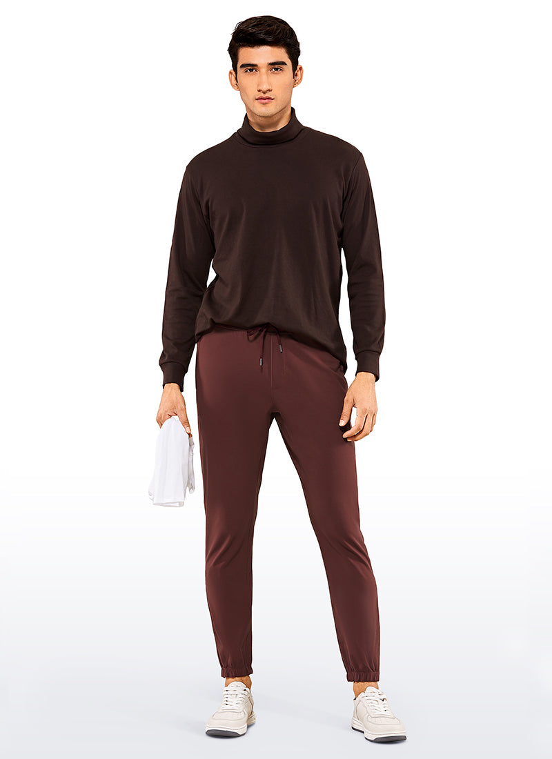 CRZ YOGA Men's Run Slim Fit On the Travel Joggers 30''- Ankle Zipper Dark Red 2