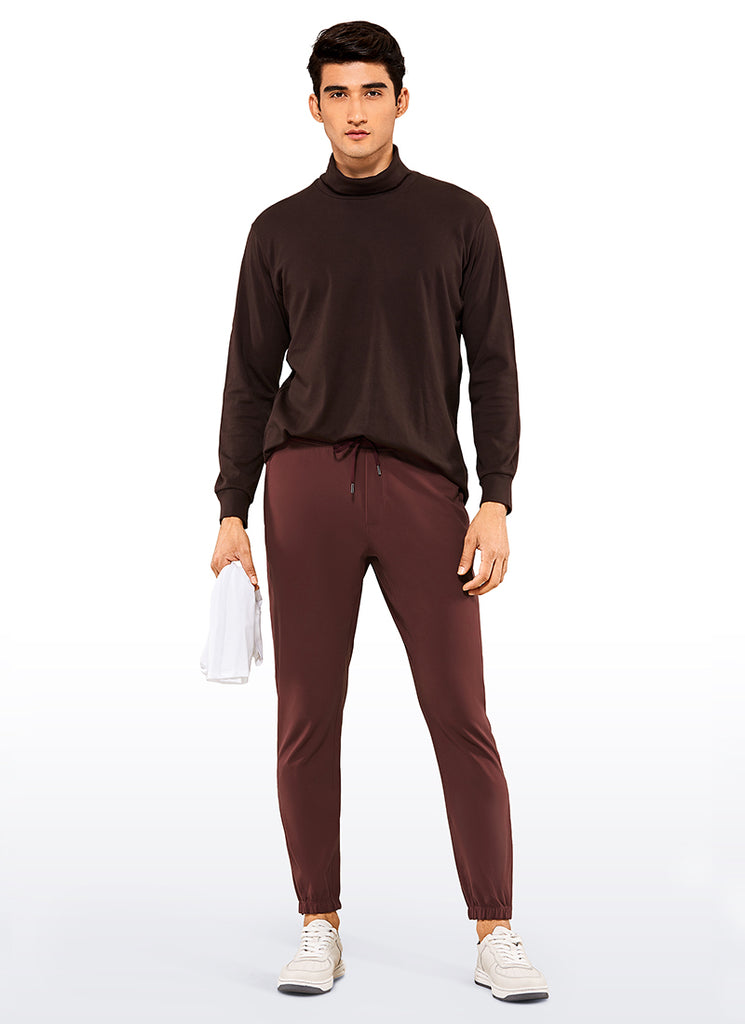 CRZ YOGA Men's Run Slim Fit On the Travel Joggers 30''- Ankle Zipper Dark Red 2