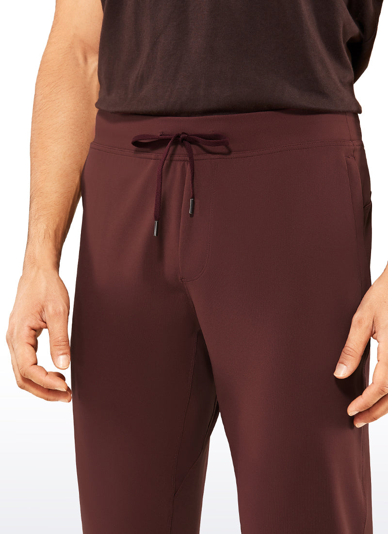 CRZ YOGA Men's Run Slim Fit On the Travel Joggers 30''- Ankle Zipper Dark Red 2