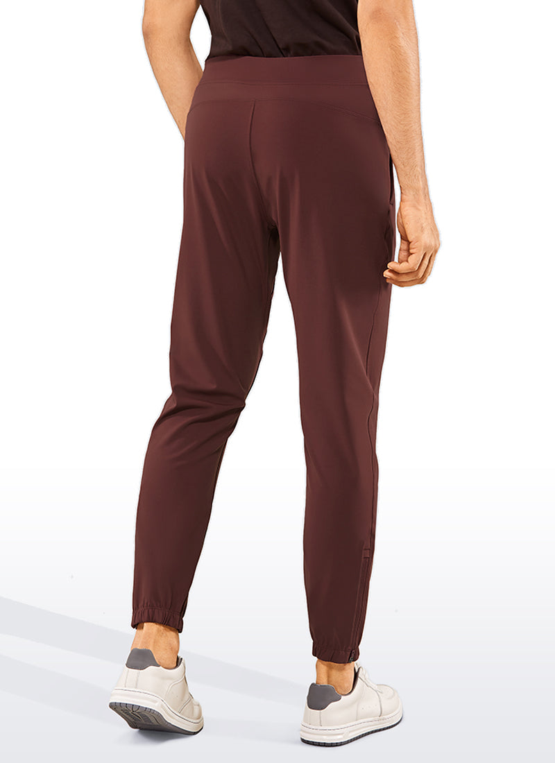 CRZ YOGA Men's Run Slim Fit On the Travel Joggers 30''- Ankle Zipper Dark Red 2