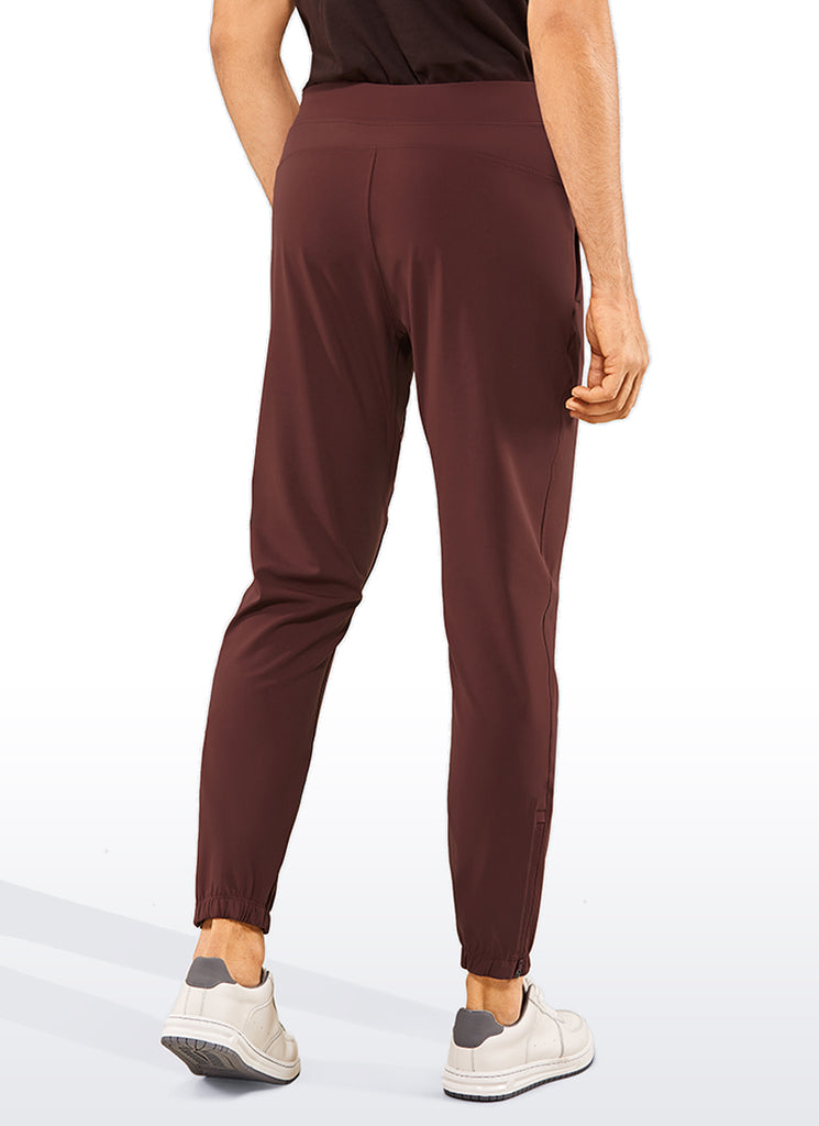 CRZ YOGA Men's Run Slim Fit On the Travel Joggers 30''- Ankle Zipper Dark Red 2