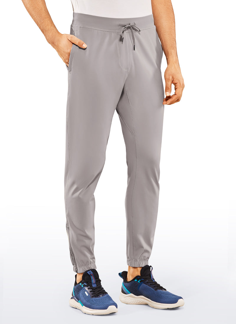 CRZ YOGA Men's Run Slim Fit On the Travel Joggers 30''- Ankle Zipper Gull Gray