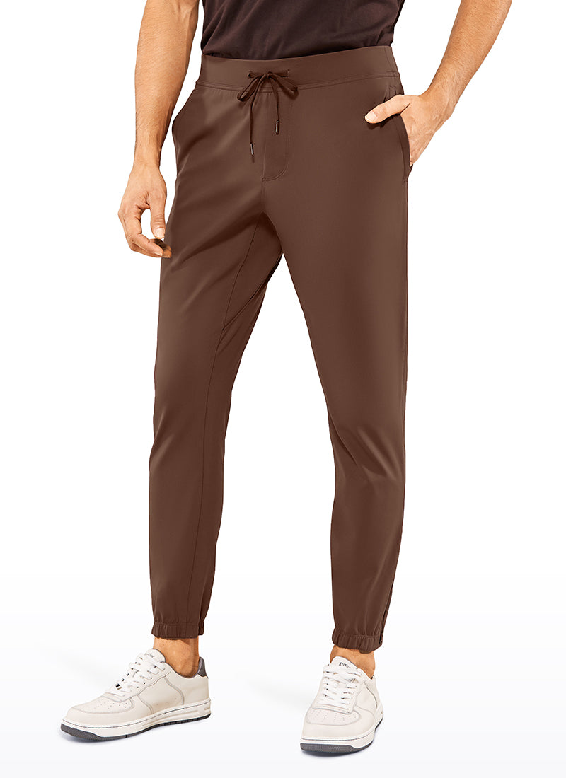 CRZ YOGA Men's Run Slim Fit On the Travel Joggers 30''- Ankle Zipper Dark Brown