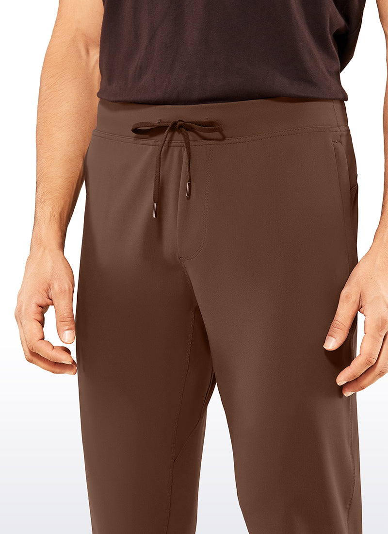 CRZ YOGA Men's Run Slim Fit On the Travel Joggers 30''- Ankle Zipper Dark Brown