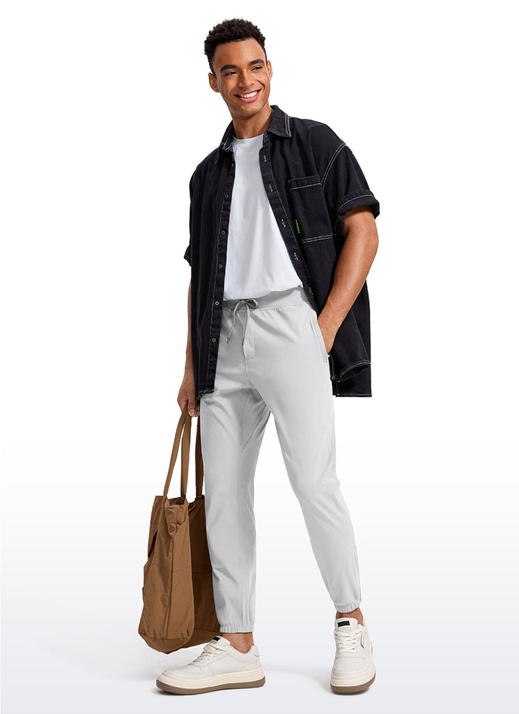 CRZ YOGA Men's Run Slim Fit On the Travel Joggers 28''- Ankle Zipper Platinum Grey