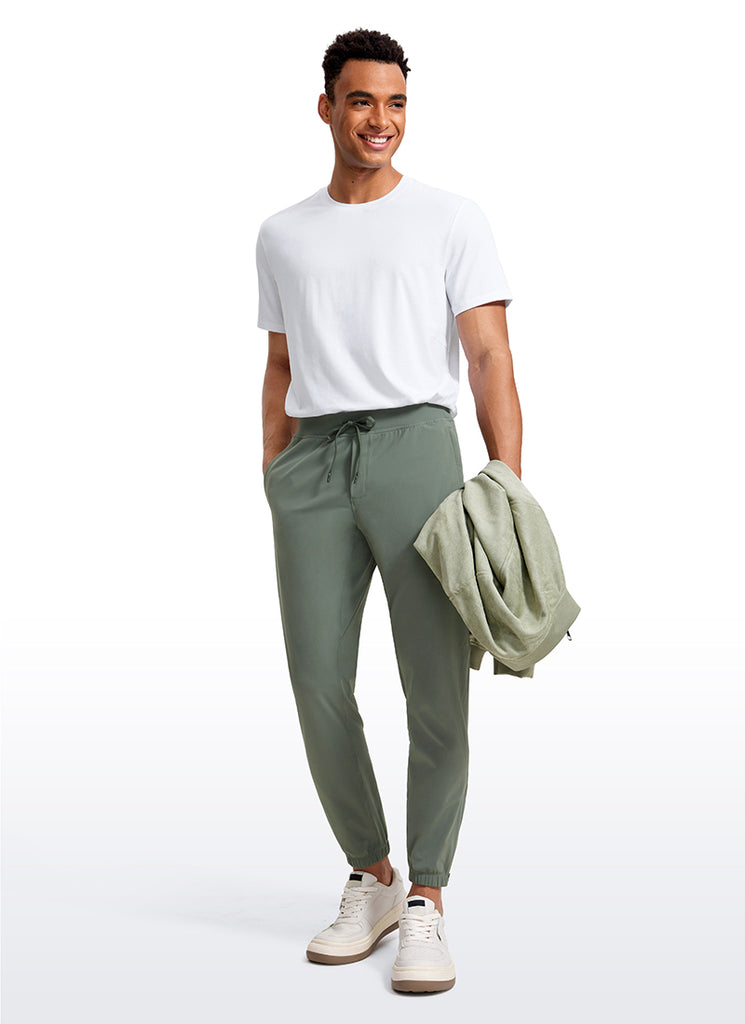 CRZ YOGA Men's Run Slim Fit On the Travel Joggers 28''- Ankle Zipper Grey Sage