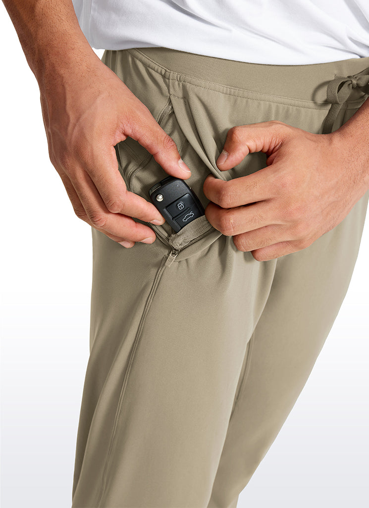 CRZ YOGA Men's Run Slim Fit On the Travel Joggers 28''- Ankle Zipper Khali Barley