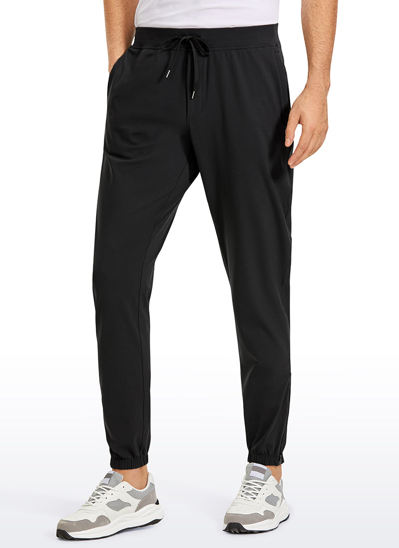 CRZ YOGA Men's Run Slim Fit On the Travel Joggers 32''- Ankle Zipper Black