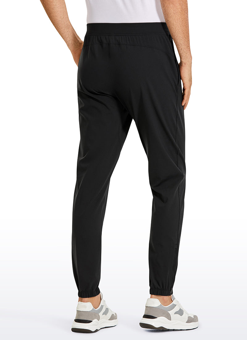 CRZ YOGA Men's Run Slim Fit On the Travel Joggers 32''- Ankle Zipper Black