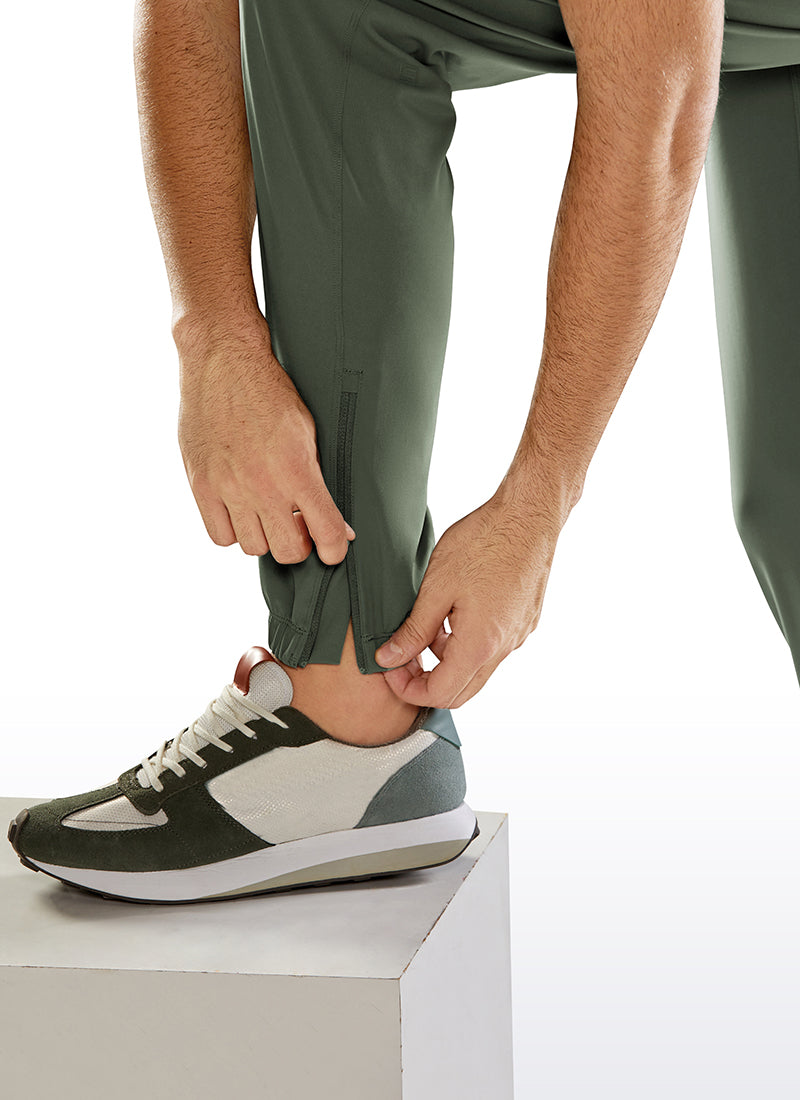CRZ YOGA Men's Run Slim Fit On the Travel Joggers 32''- Ankle Zipper Grey Sage