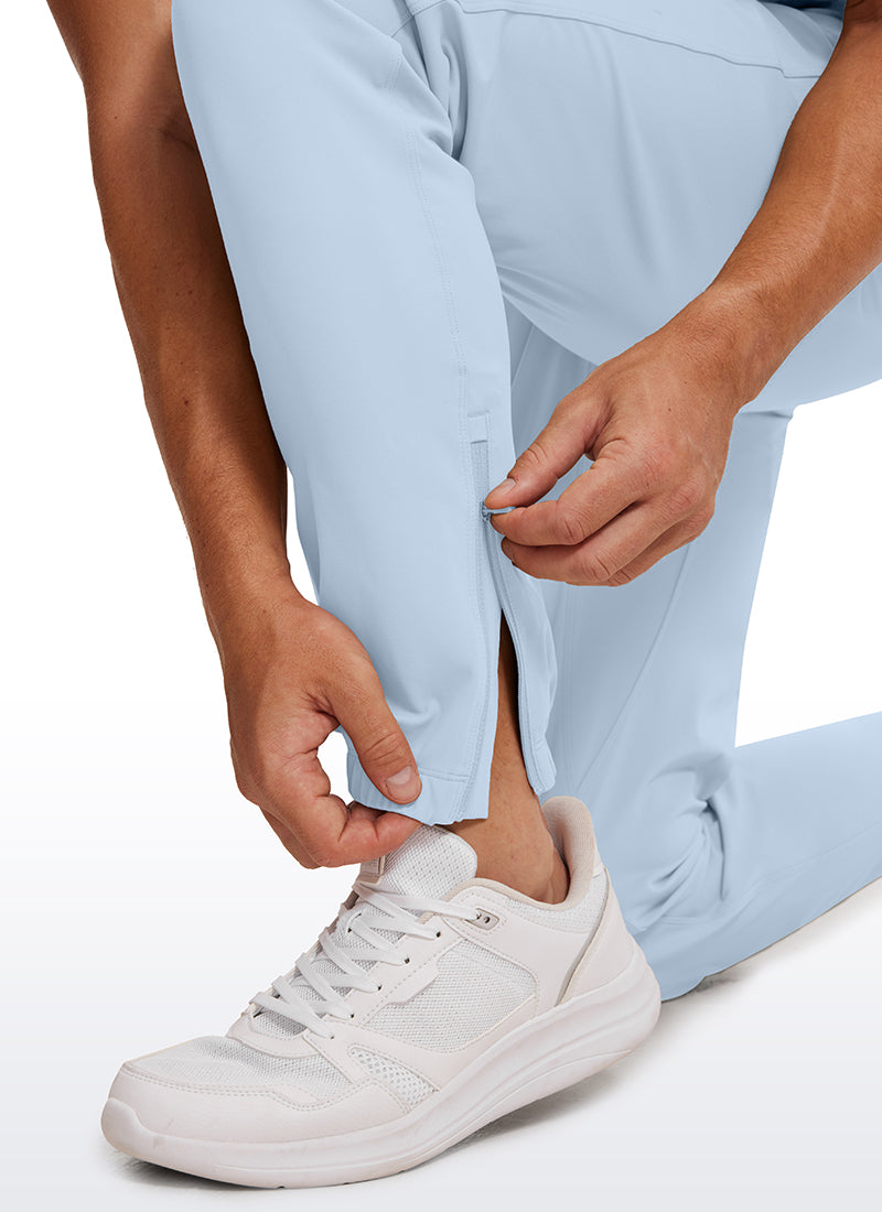 CRZ YOGA Men's Run Slim Fit On the Travel Joggers 32''- Ankle Zipper Chambray Blue