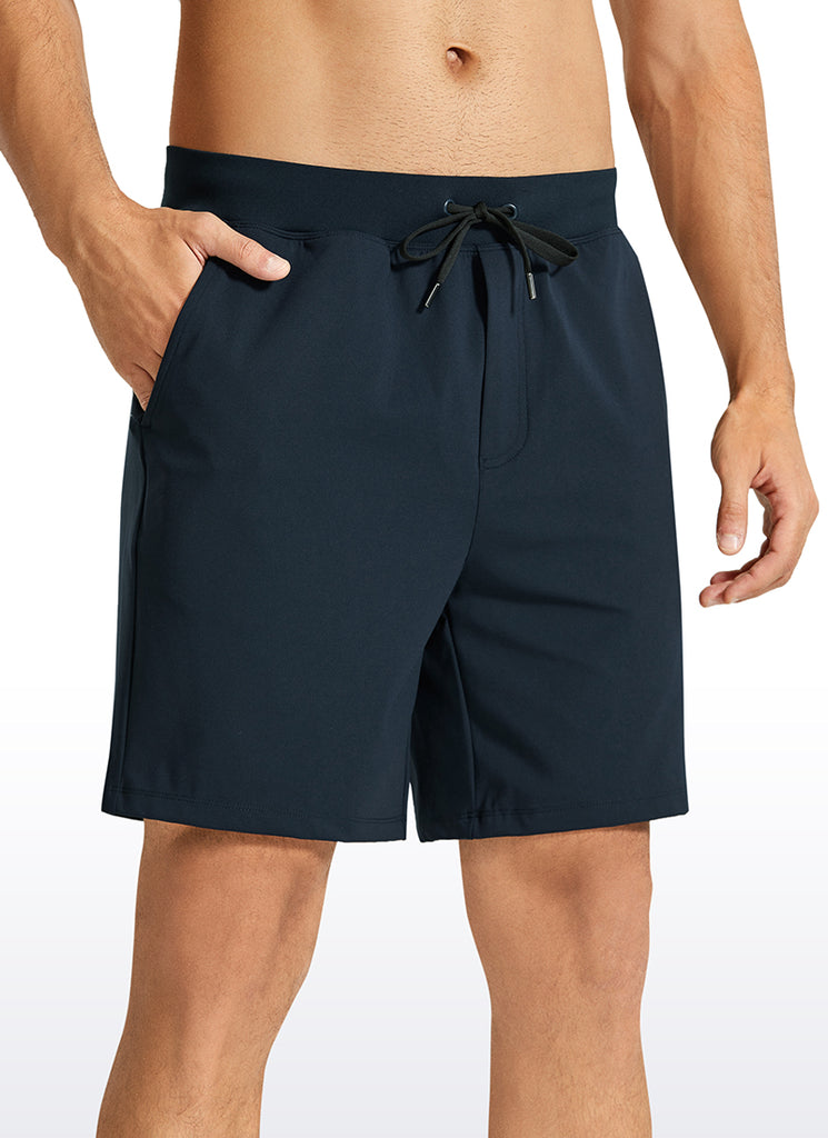 CRZ YOGA Men's Train Relaxed Fit On the Travel Linerless Shorts 7'' True Navy