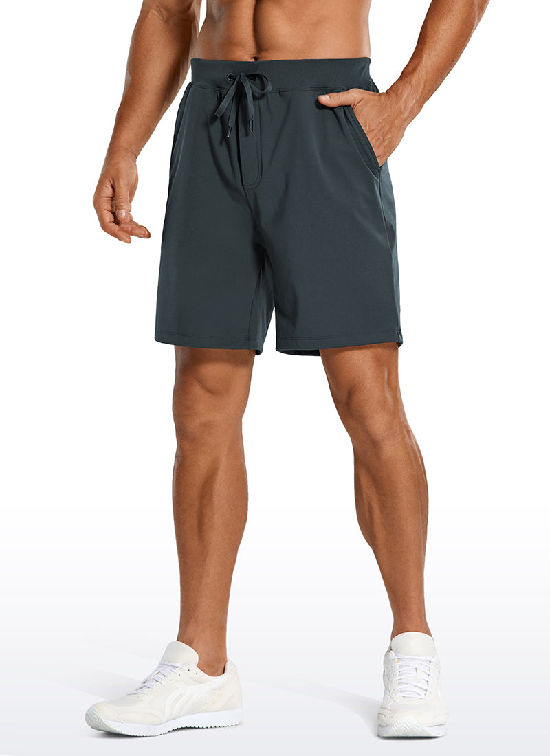 CRZ YOGA Men's Train Relaxed Fit On the Travel Linerless Shorts 7'' Melanite