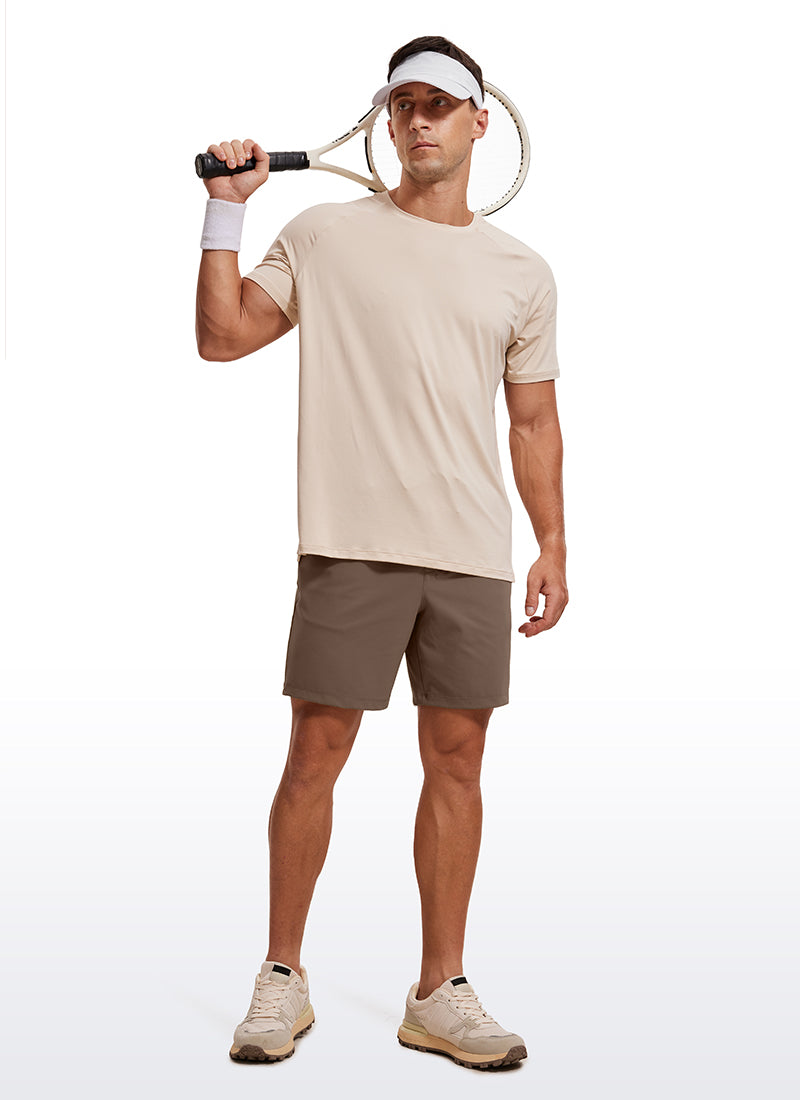 CRZ YOGA Men's Train Relaxed Fit On the Travel Linerless Shorts 7'' Melanite