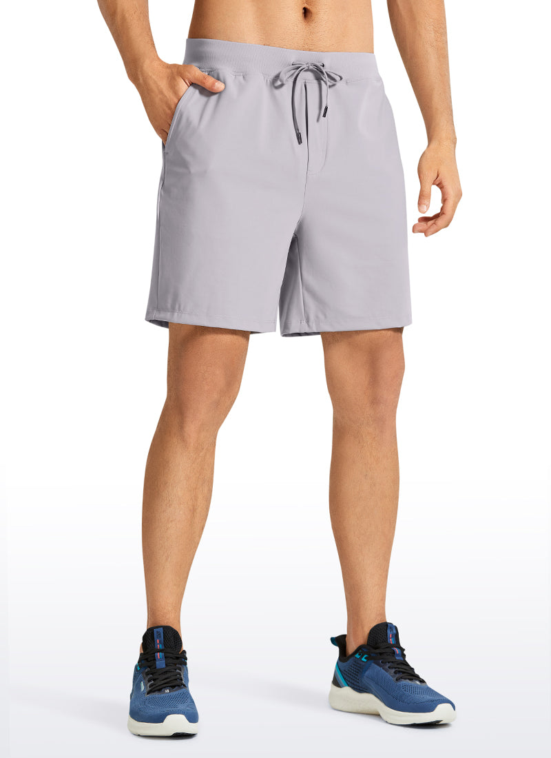 CRZ YOGA Men's Train Relaxed Fit On the Travel Linerless Shorts 7'' Gull Gray