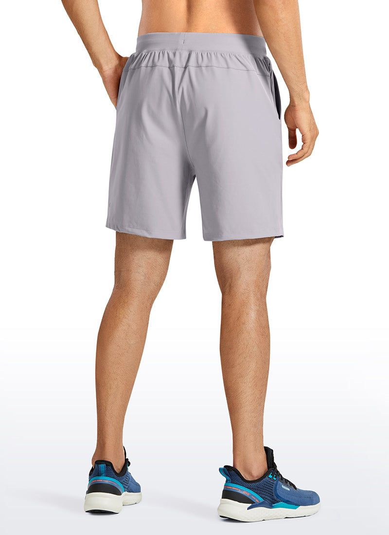 CRZ YOGA Men's Train Relaxed Fit On the Travel Linerless Shorts 7'' Gull Gray