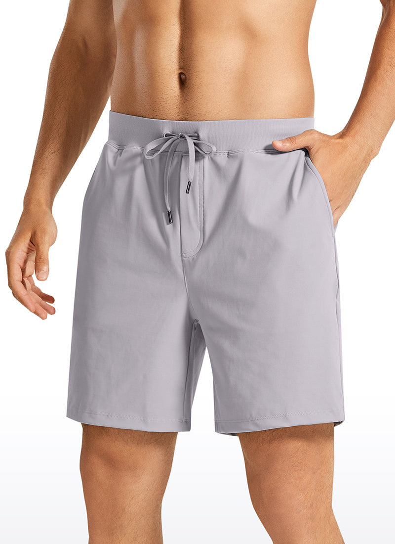 CRZ YOGA Men's Train Relaxed Fit On the Travel Linerless Shorts 7'' Gull Gray