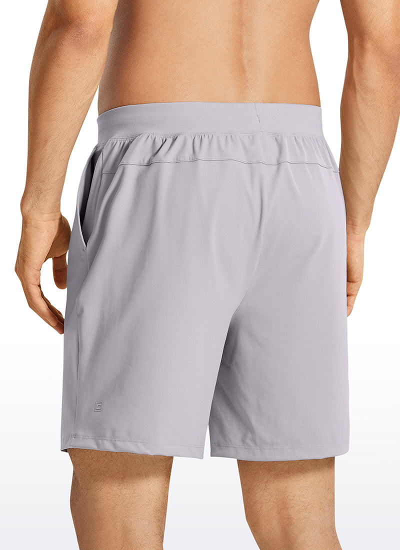 CRZ YOGA Men's Train Relaxed Fit On the Travel Linerless Shorts 7'' Gull Gray