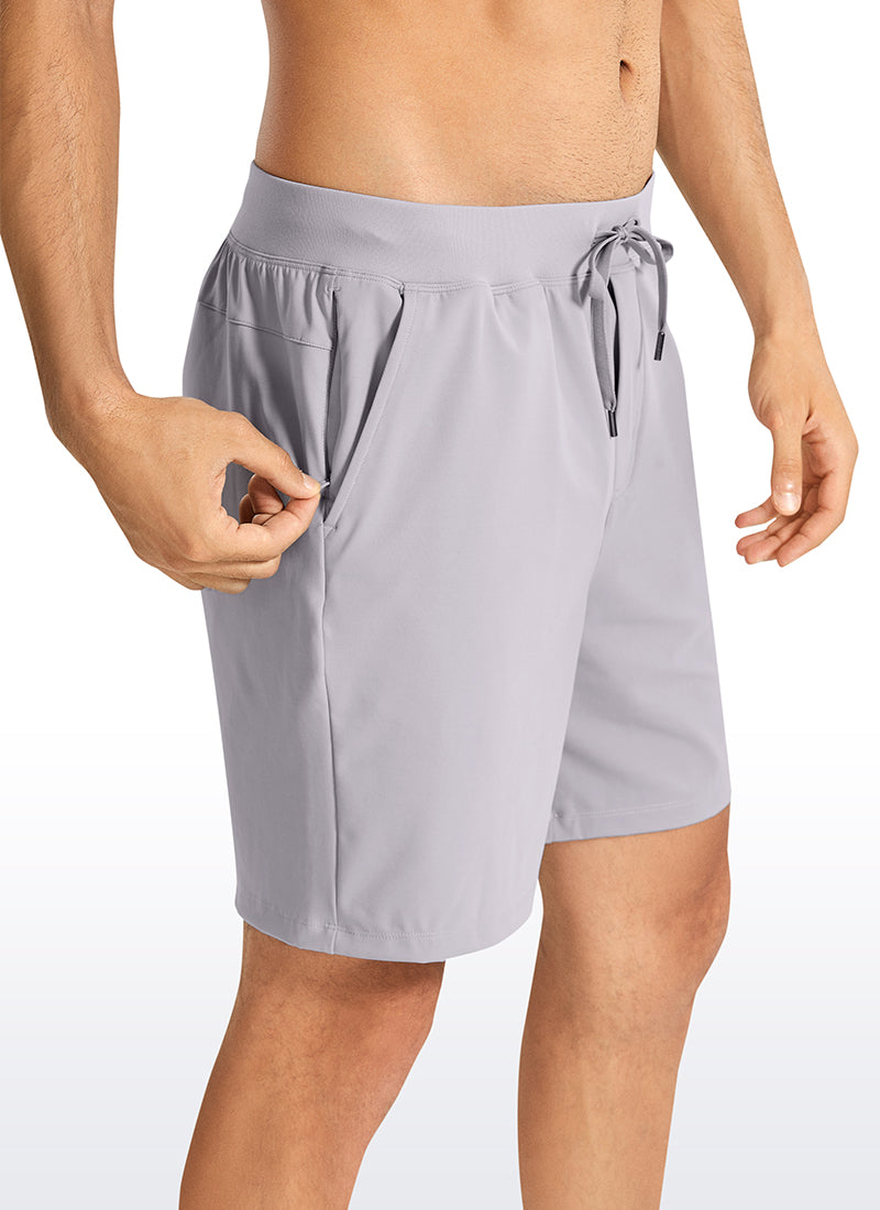 CRZ YOGA Men's Train Relaxed Fit On the Travel Linerless Shorts 7'' Gull Gray