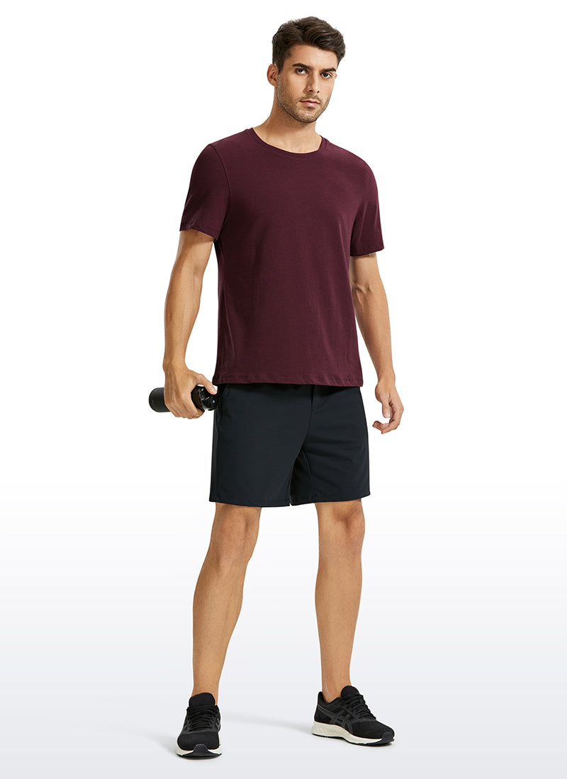 CRZ YOGA Men's Train Relaxed Fit On the Travel Linerless Shorts 7'' True Navy