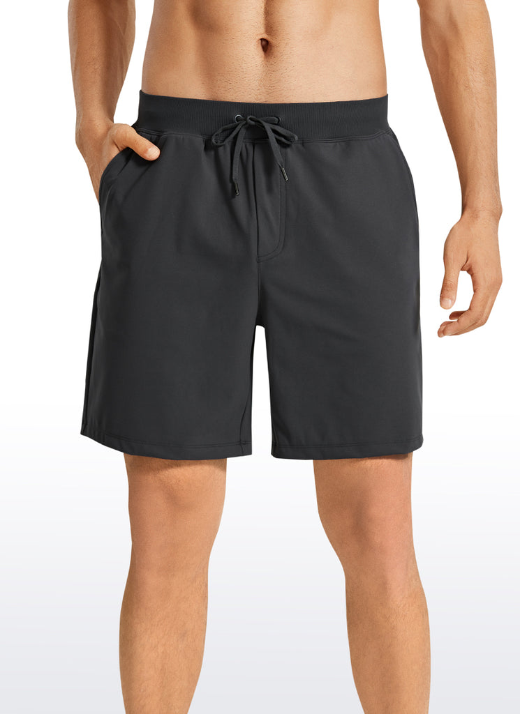 CRZ YOGA Men's Train Relaxed Fit On the Travel Linerless Shorts 7'' Black