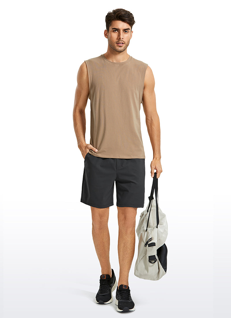 CRZ YOGA Men's Train Relaxed Fit On the Travel Linerless Shorts 7'' Black