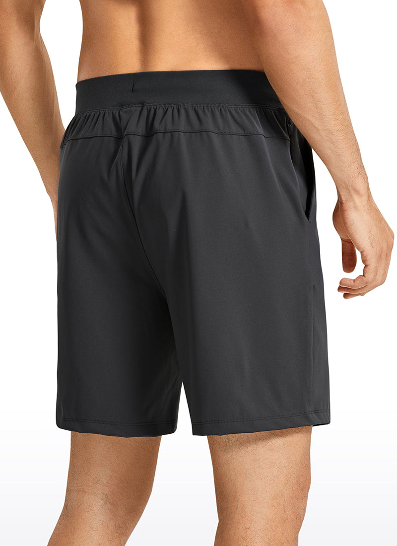 CRZ YOGA Men's Train Relaxed Fit On the Travel Linerless Shorts 7'' Ink Gray