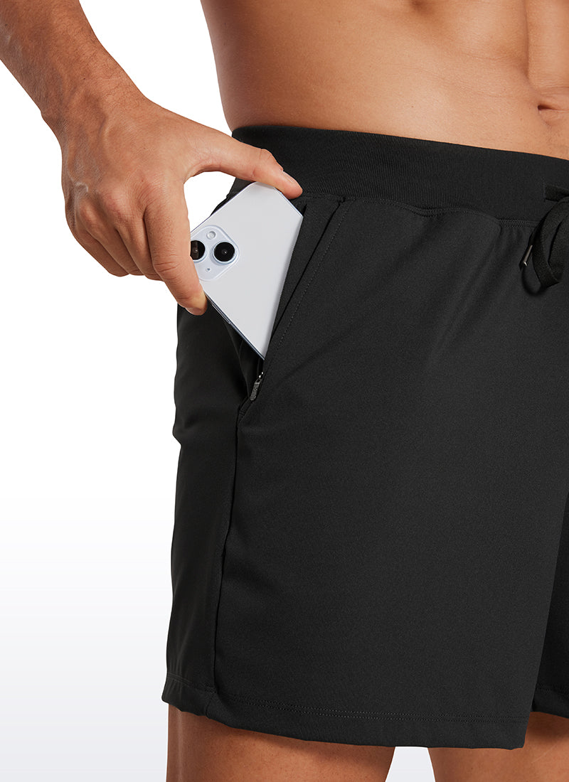 CRZ YOGA Men's Train Relaxed Fit On the Travel Linerless Shorts 5'' Black