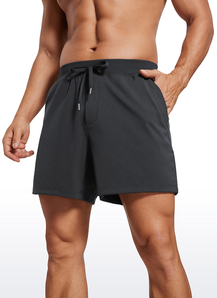 CRZ YOGA Men's Train Relaxed Fit On the Travel Linerless Shorts 5'' Ink Gray