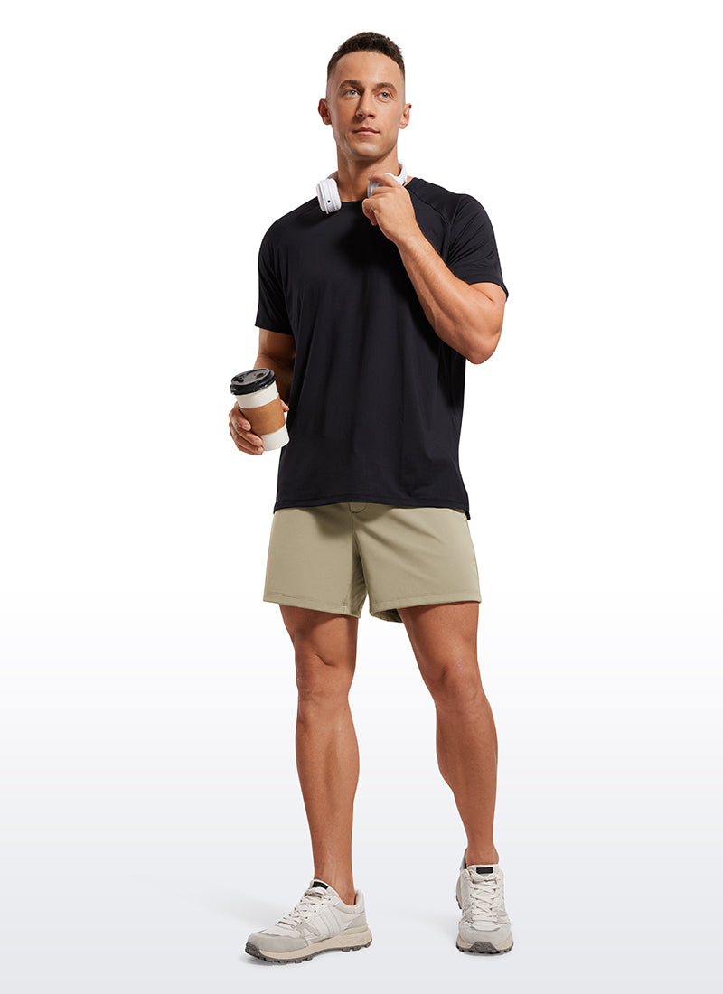 CRZ YOGA Men's Train Relaxed Fit On the Travel Linerless Shorts 5'' Khali Barley