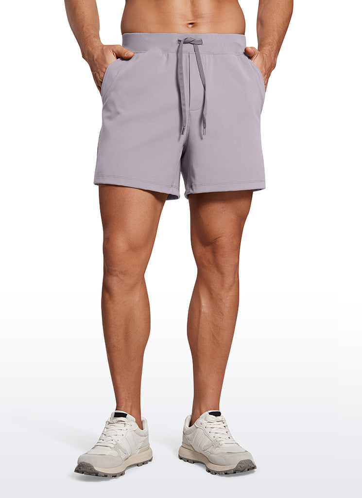 CRZ YOGA Men's Train Relaxed Fit On the Travel Linerless Shorts 5'' Gull Gray