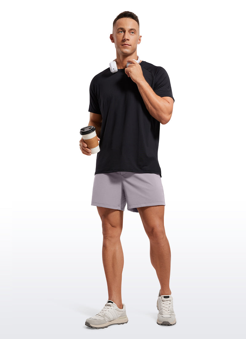 CRZ YOGA Men's Train Relaxed Fit On the Travel Linerless Shorts 5'' Gull Gray