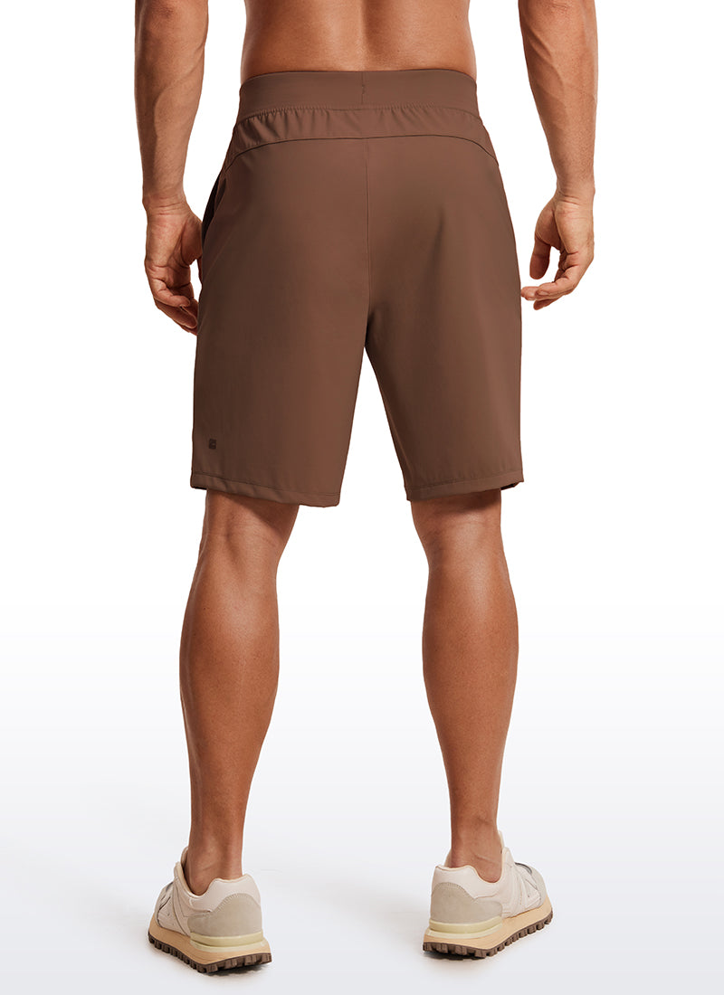 CRZ YOGA Men's Train Relaxed Fit On the Travel Linerless Shorts 9'' Dark Brown