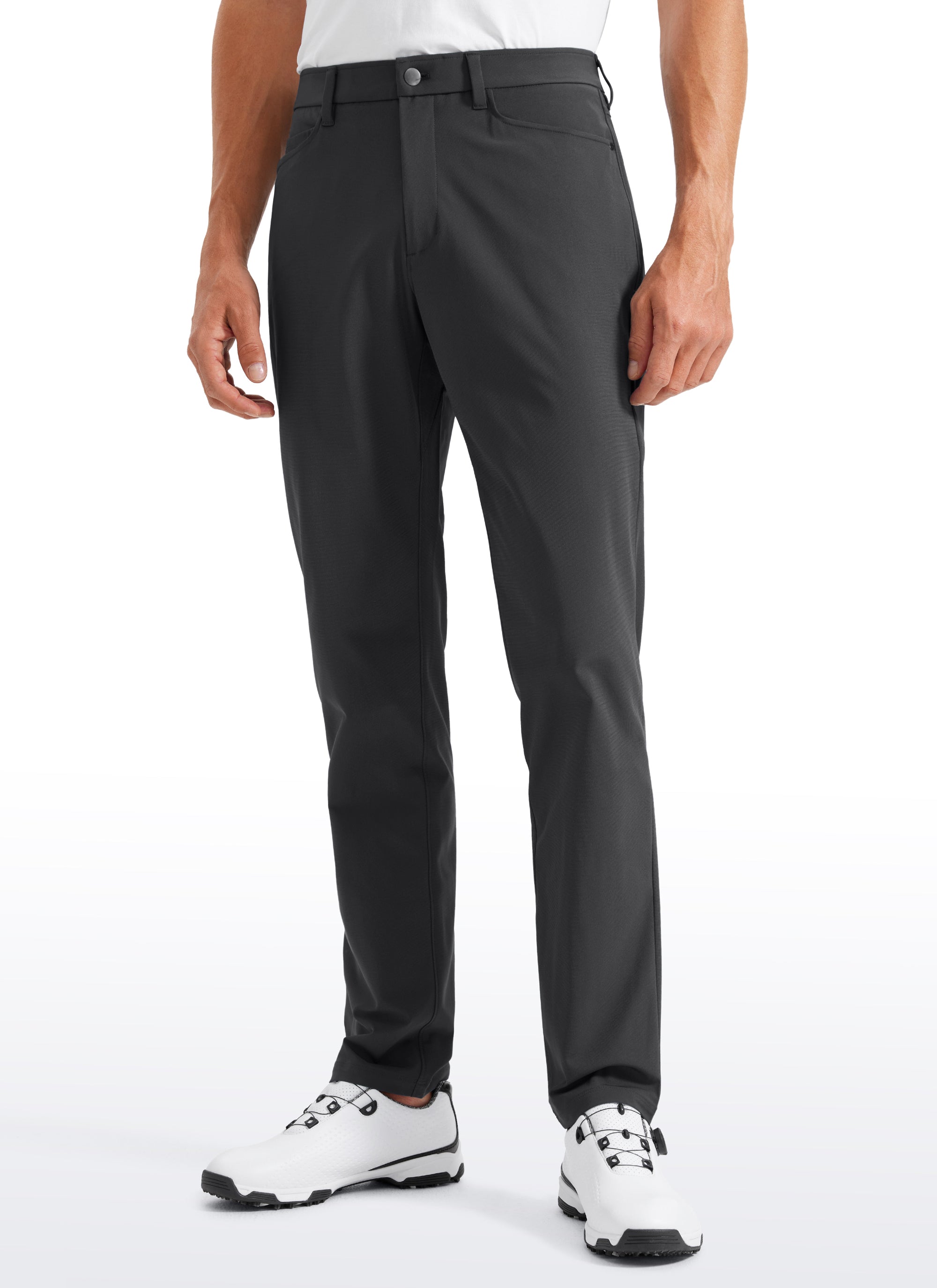 CRZ YOGA Mens Work Slim Fit All-Day Comfort Golf Pants 5 Pockets 30'' Gull Gray