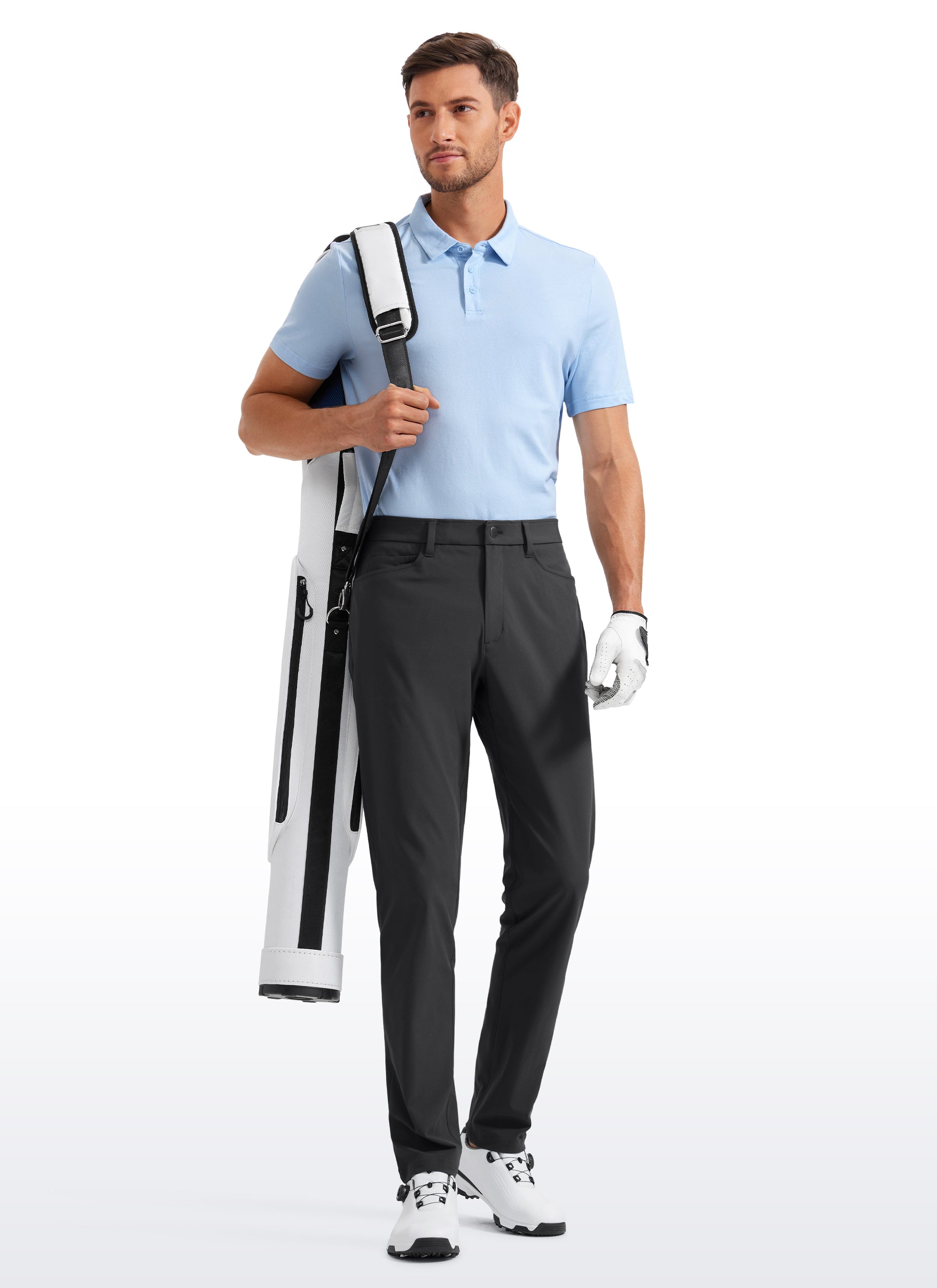 CRZ YOGA Mens Work Slim Fit All-Day Comfort Golf Pants 5 Pockets 32'' Ink Gray