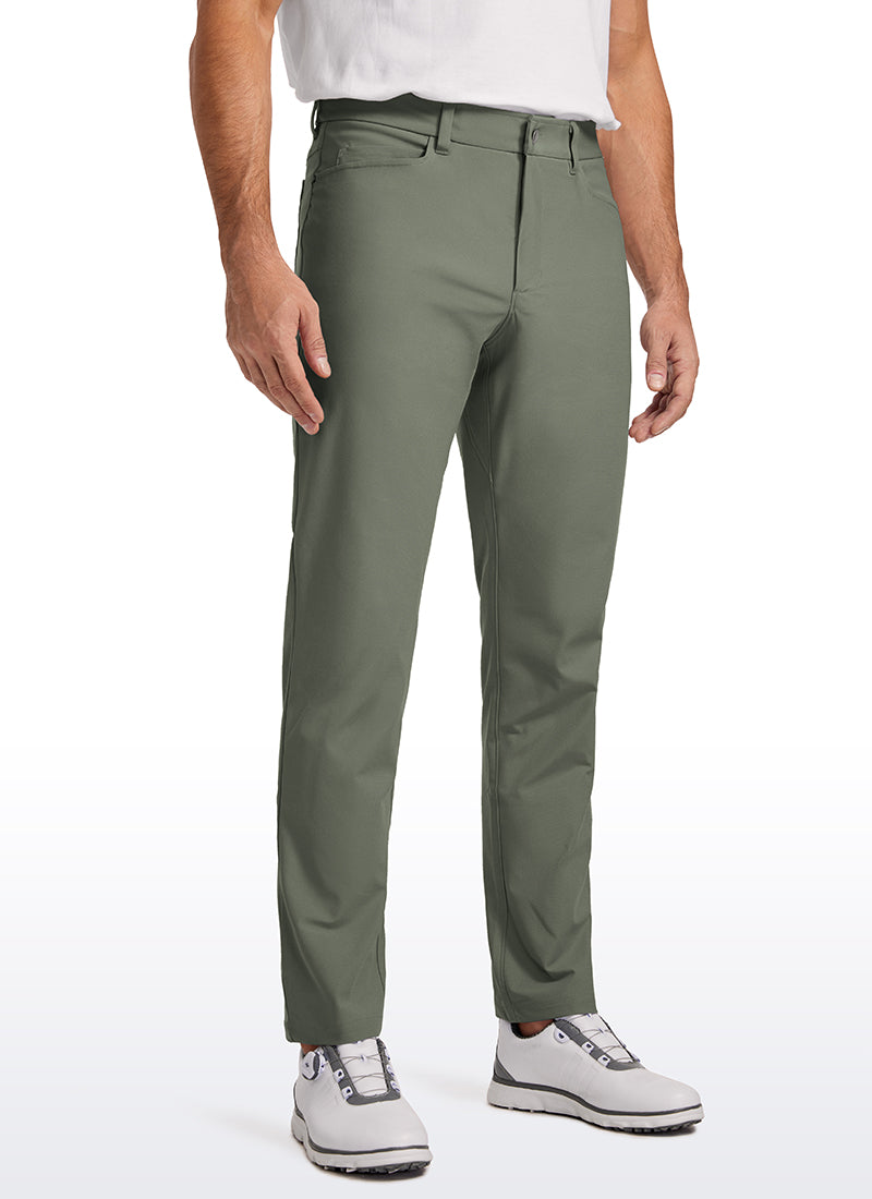 CRZ YOGA Mens Work Slim Fit All-Day Comfort Golf Pants 5 Pockets 30'' Light Army Green