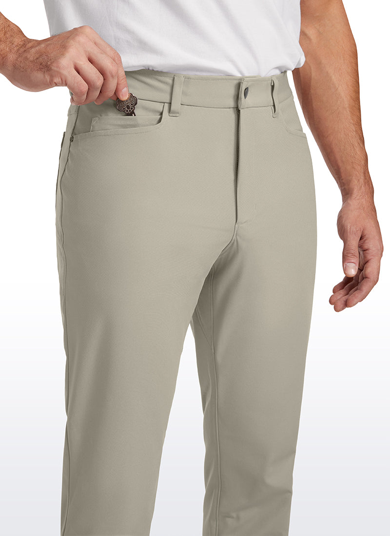 CRZ YOGA Mens Work Slim Fit All-Day Comfort Golf Pants 5 Pockets 34'' Khaki Sand