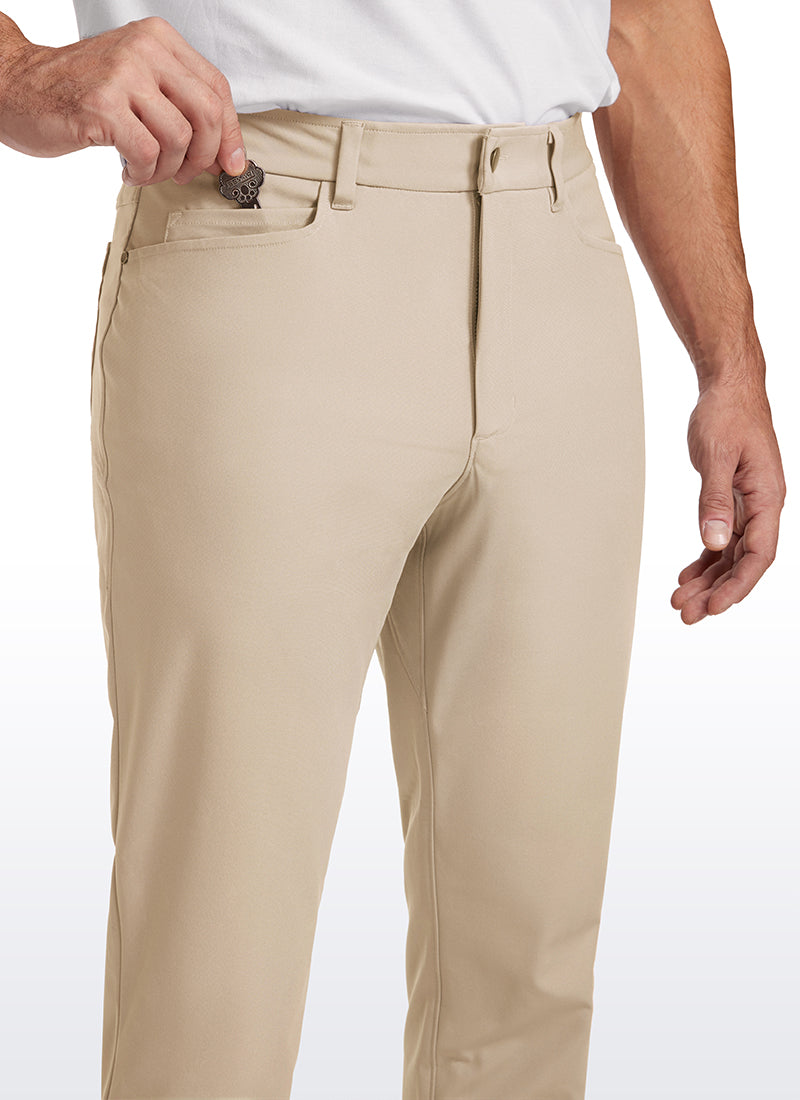 CRZ YOGA Mens Work Slim Fit All-Day Comfort Golf Pants 5 Pockets 30'' Raw Linen